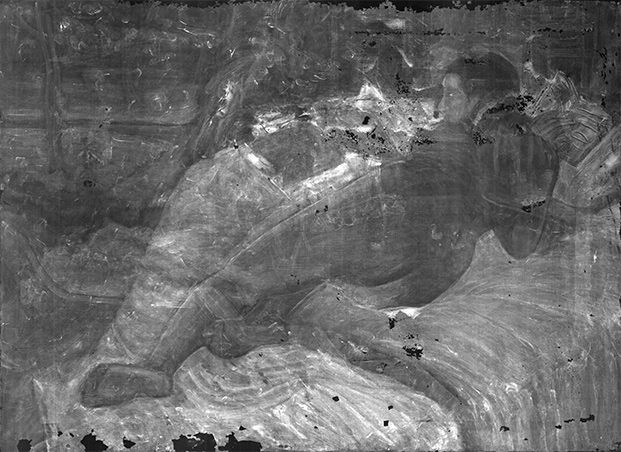 X光攝影揭示出一幅裸女圖像。